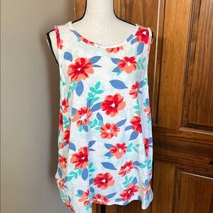 St. John's Bay Floral Tank Top - Red and Blue